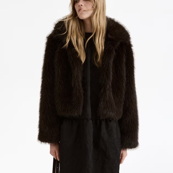 Divided Jackets & Blazers - H&M Divided Faux Fur Jacket Coat Brown Black Size M NWT